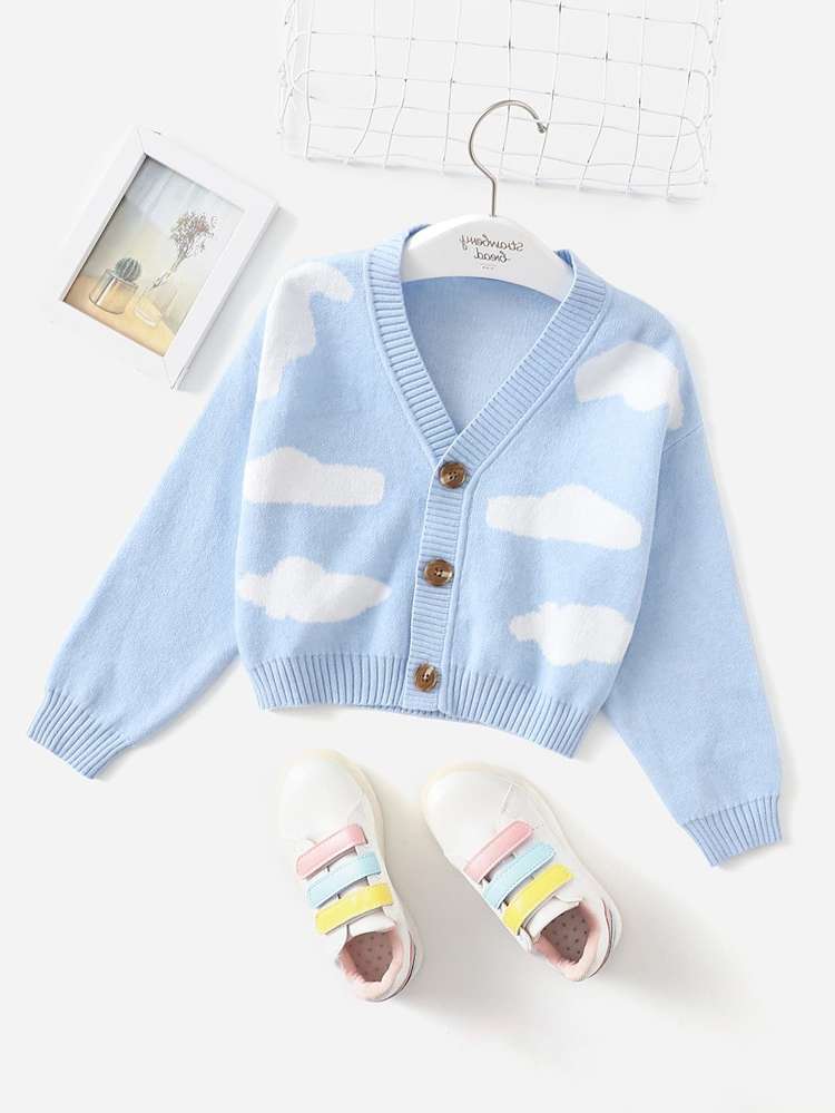 All Over Print Casual Regular Fit Baby Blue Kids Clothing 5497