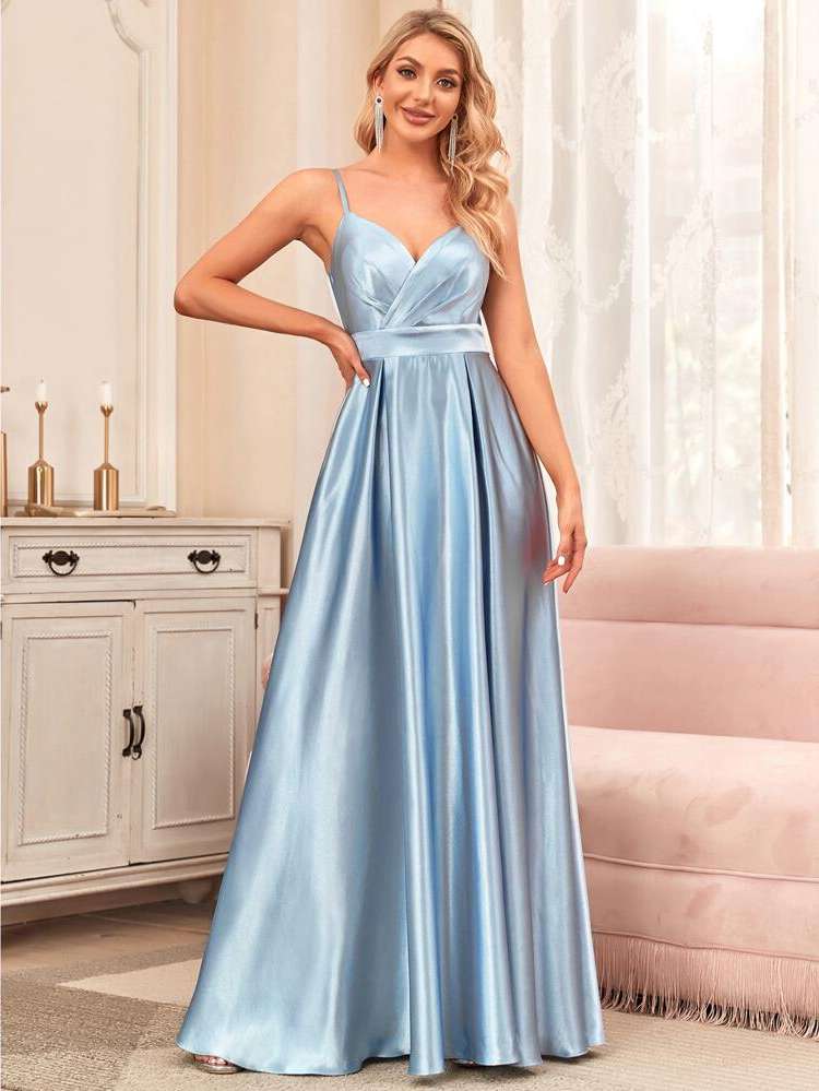  Glamorous Baby Blue Sleeveless Women Wedding Party Wear 4247