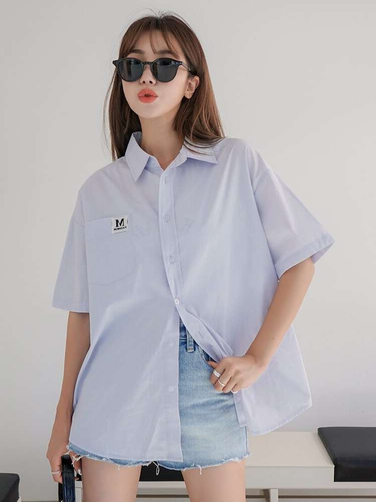 Oversized Letter Long Women Blouses 9468