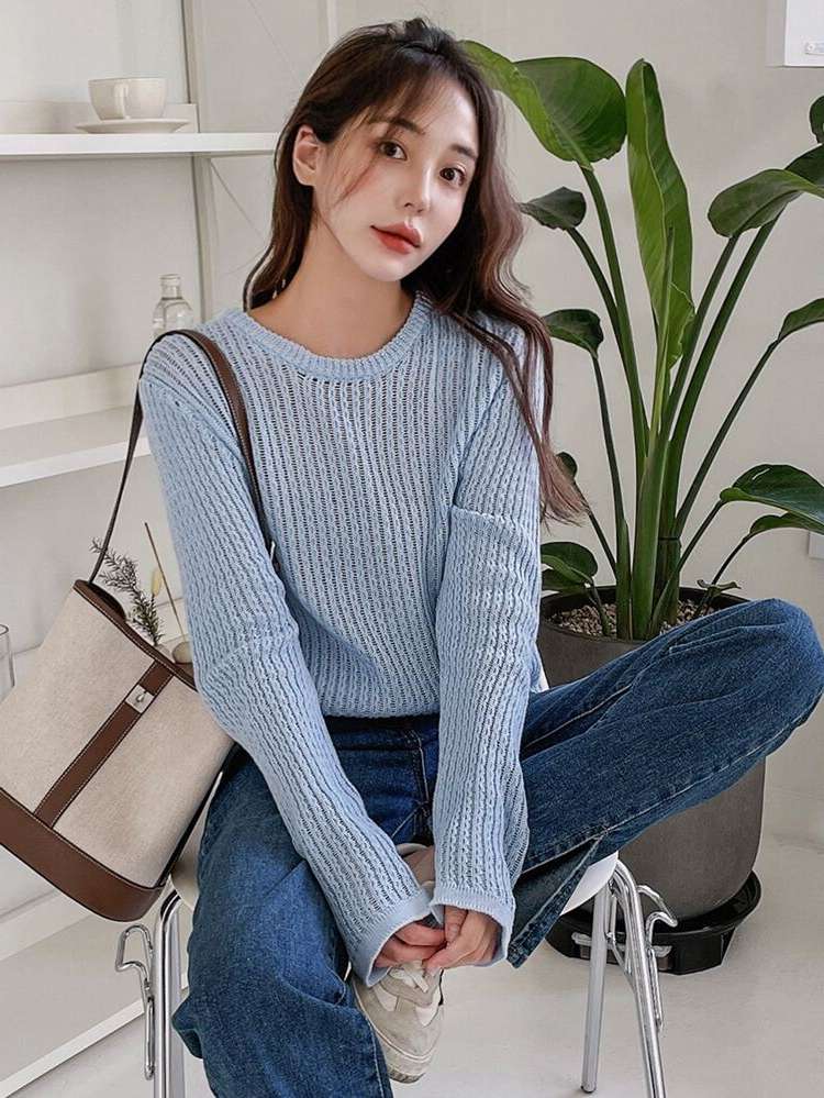  Long Sleeve Round Neck Regular Fit Women Sweater Co-ords 417