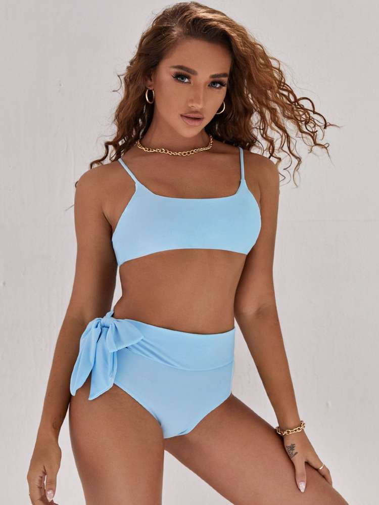  Plain Spaghetti Strap Women Swimwear 5806