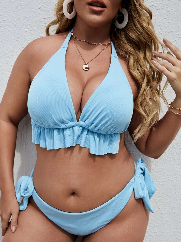   Baby Blue Plus Size Swimwear 113