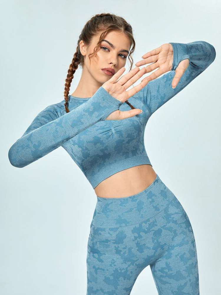 Crop Baby Blue Women Activewear 6207