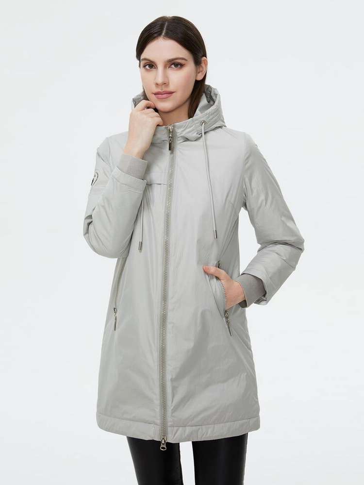  Plain Baby Blue Regular Fit Women Winter Coats 8830