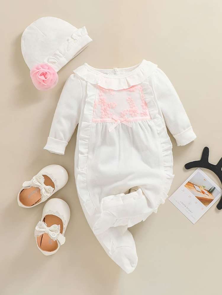 Baby Pink Plain Bow Baby Onesies 517