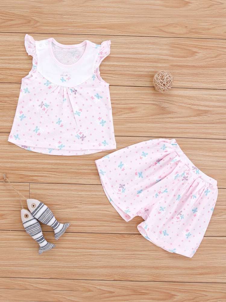 Regular Fit Sleeveless Animal Round Neck Baby Sets 1832