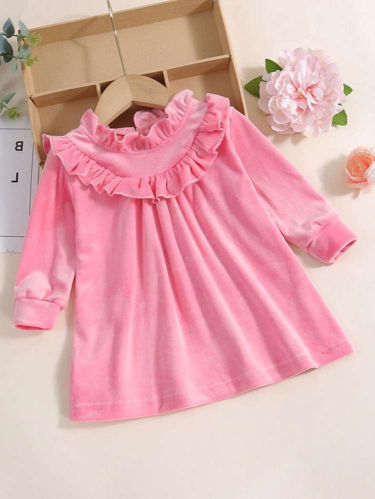  Plain Long Sleeve Ruffle Baby Clothing 95