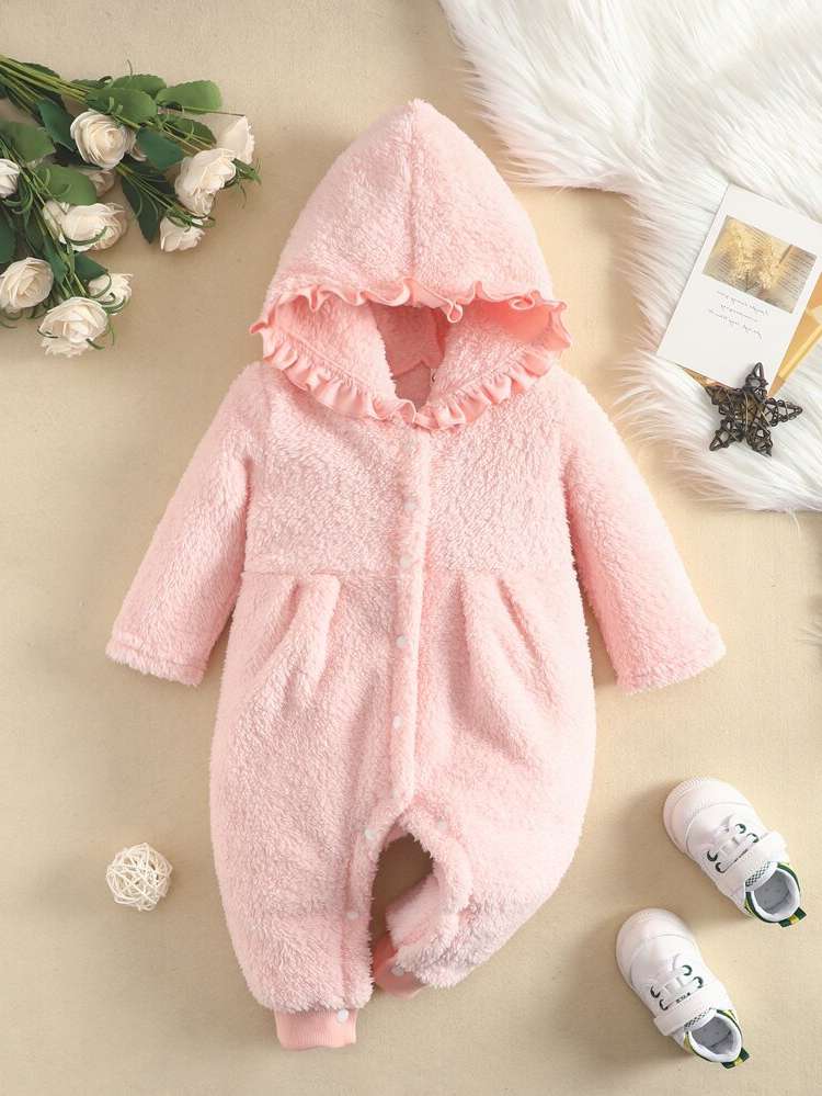 Plain Button Hooded Baby  Mom 3746