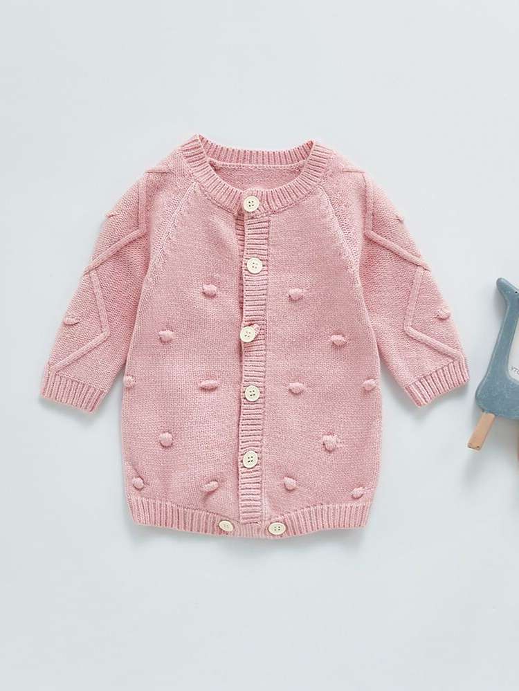  Round Neck Long Sleeve Button Front Baby Clothing 8264