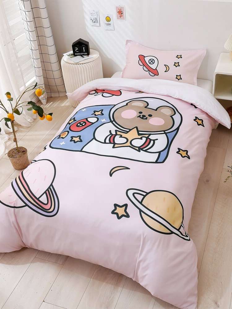  Baby Pink Cartoon Duvet Covers Sets 7375