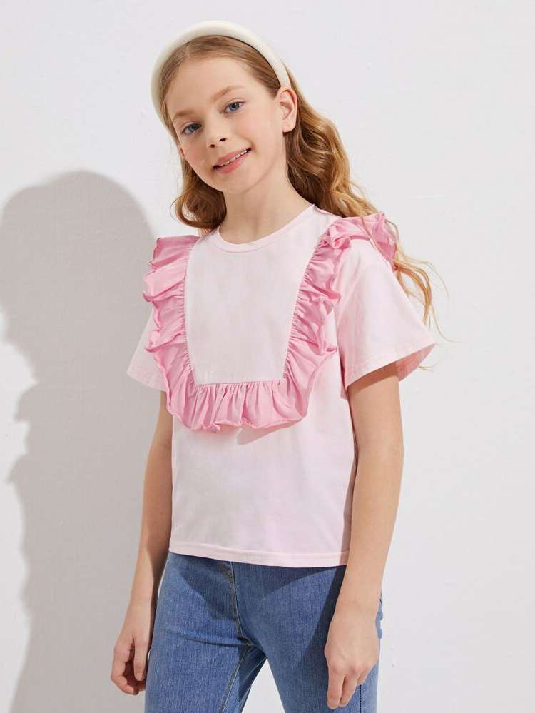 Short Sleeve Baby Pink Regular Girls T-Shirts 8668