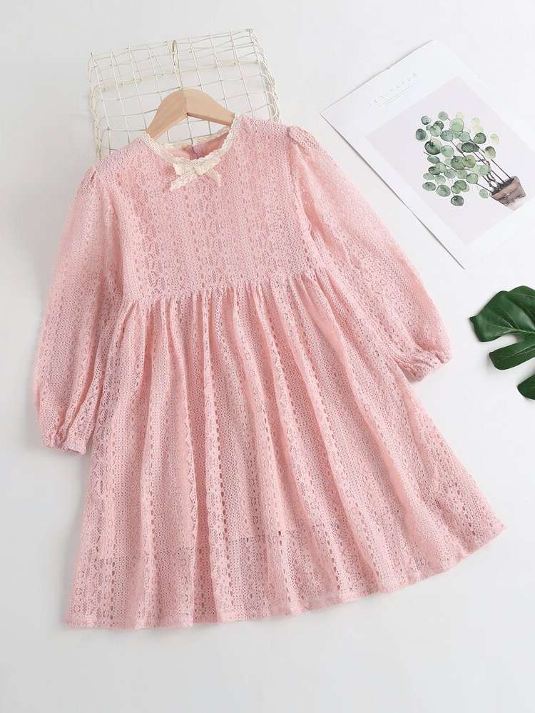 Regular Fit Long Sleeve Round Neck Girls Dresses 6011