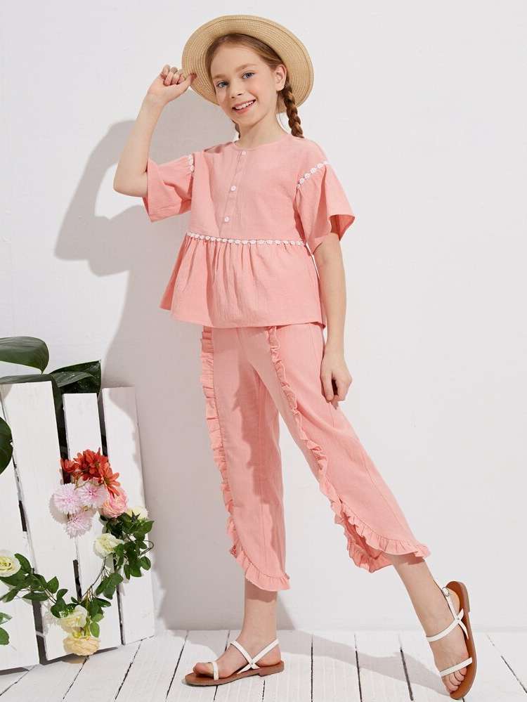  Contrast Lace Boho Kids Clothing 757