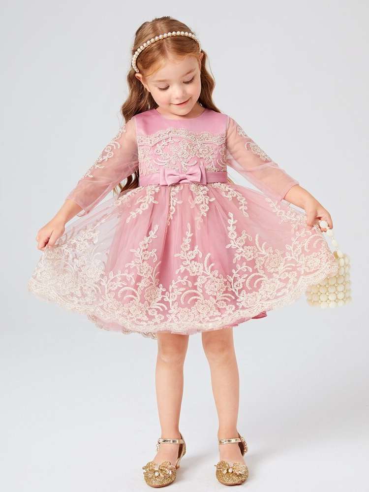 Embroidery Short Floral Toddler Girl Partywear 1244