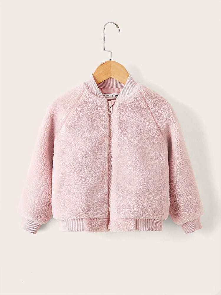  Zipper Baseball Collar Baby Pink Toddler Girls Outerwear 4228