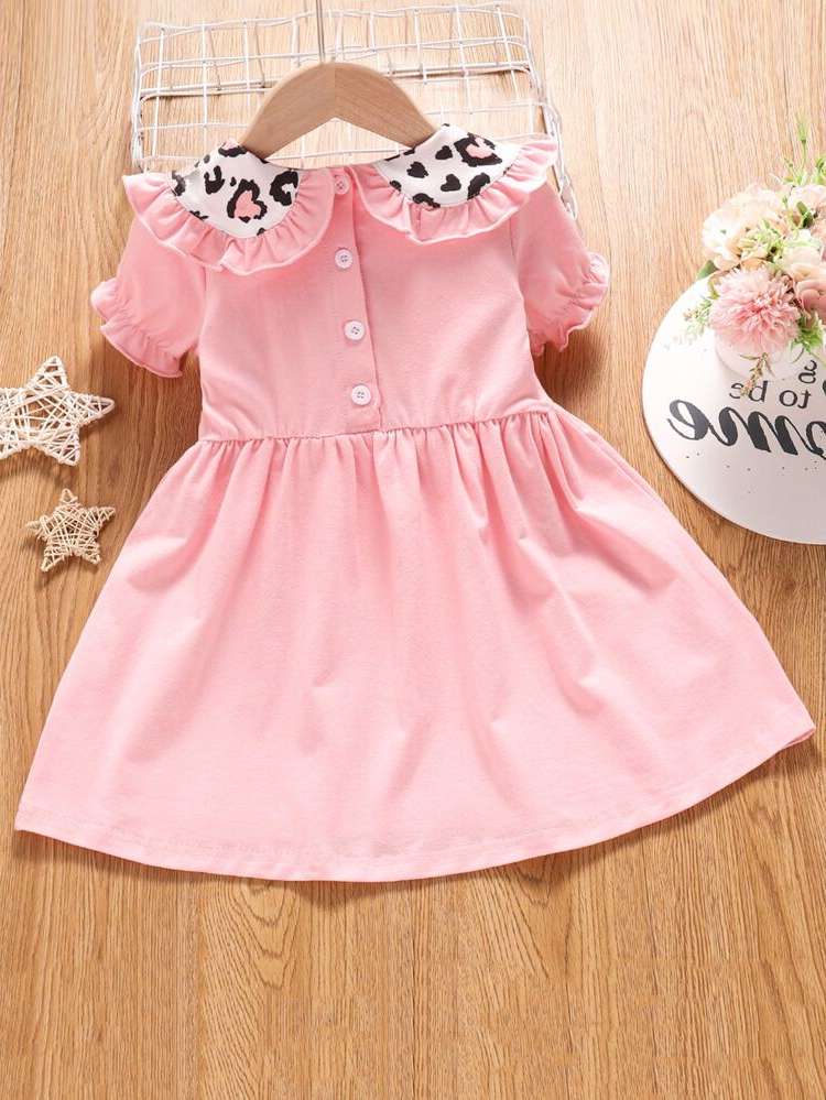 Baby Pink Short Sleeve Cute Kids Clothing 130