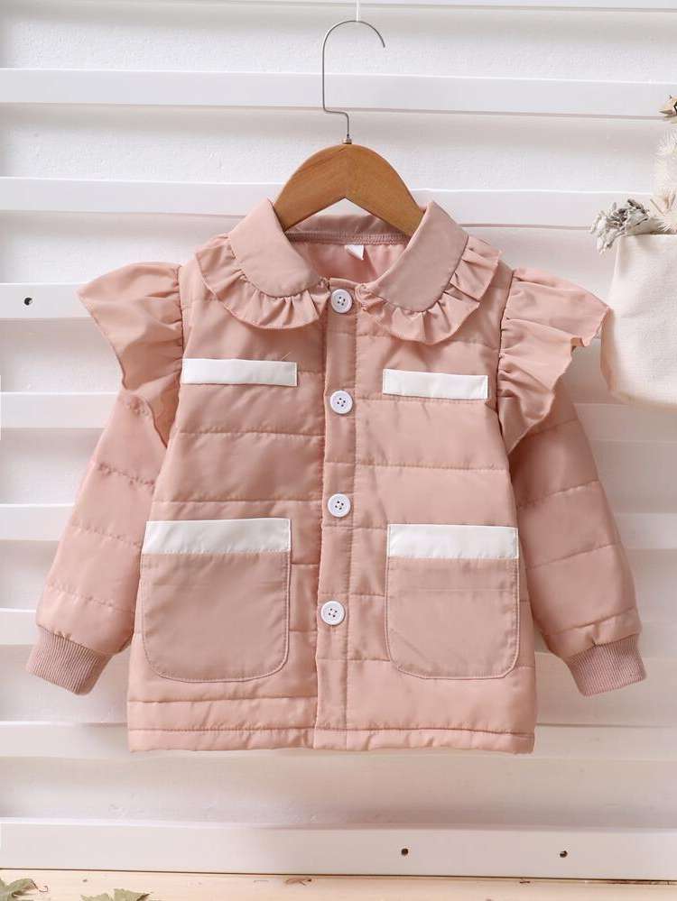  Ruffle Peter Pan Collar Regular Fit Toddler Girls Outerwear 8270