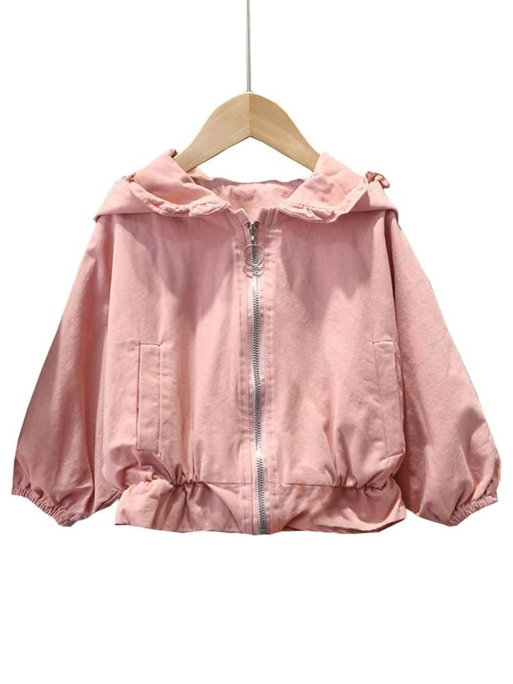 Regular Hooded Baby Pink Toddler Girls Clothing 5081