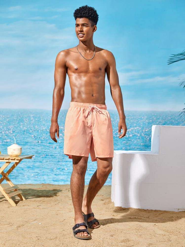  Baby Pink Vacation Men Beach Shorts 9408