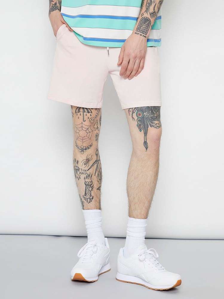  Letter Baby Pink Drawstring Men Shorts 4089