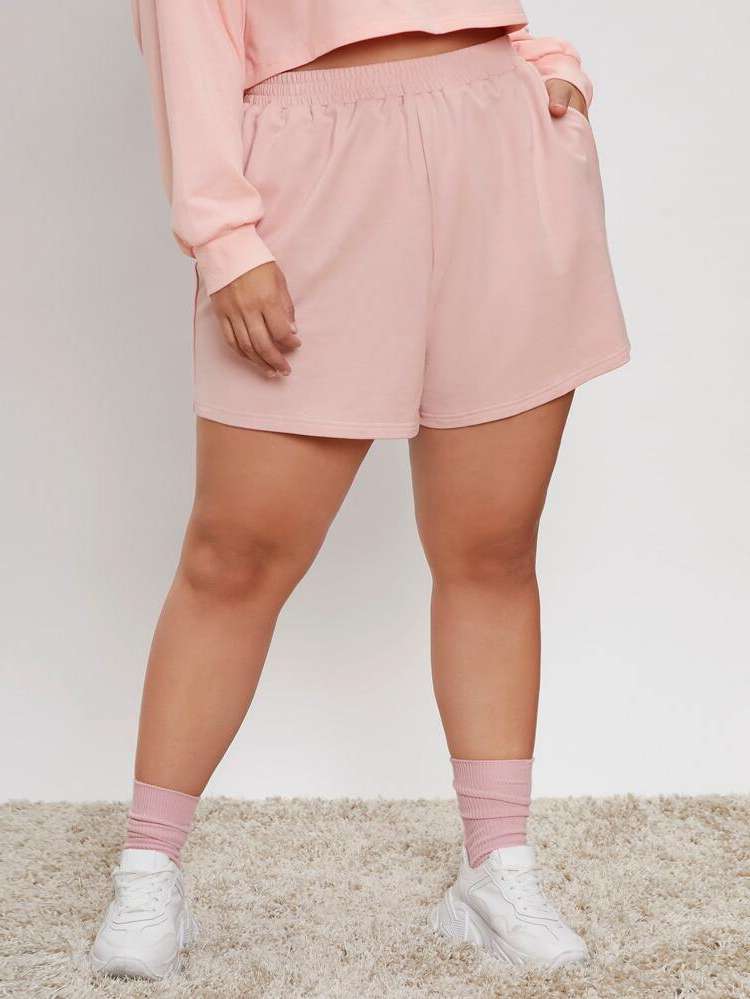  Pocket Baby Pink Plus Size Bottoms 5336