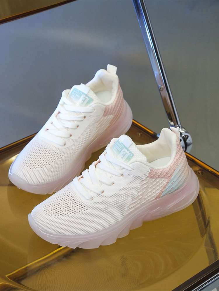 Baby Pink Lace Up Letter Women Shoes 5269