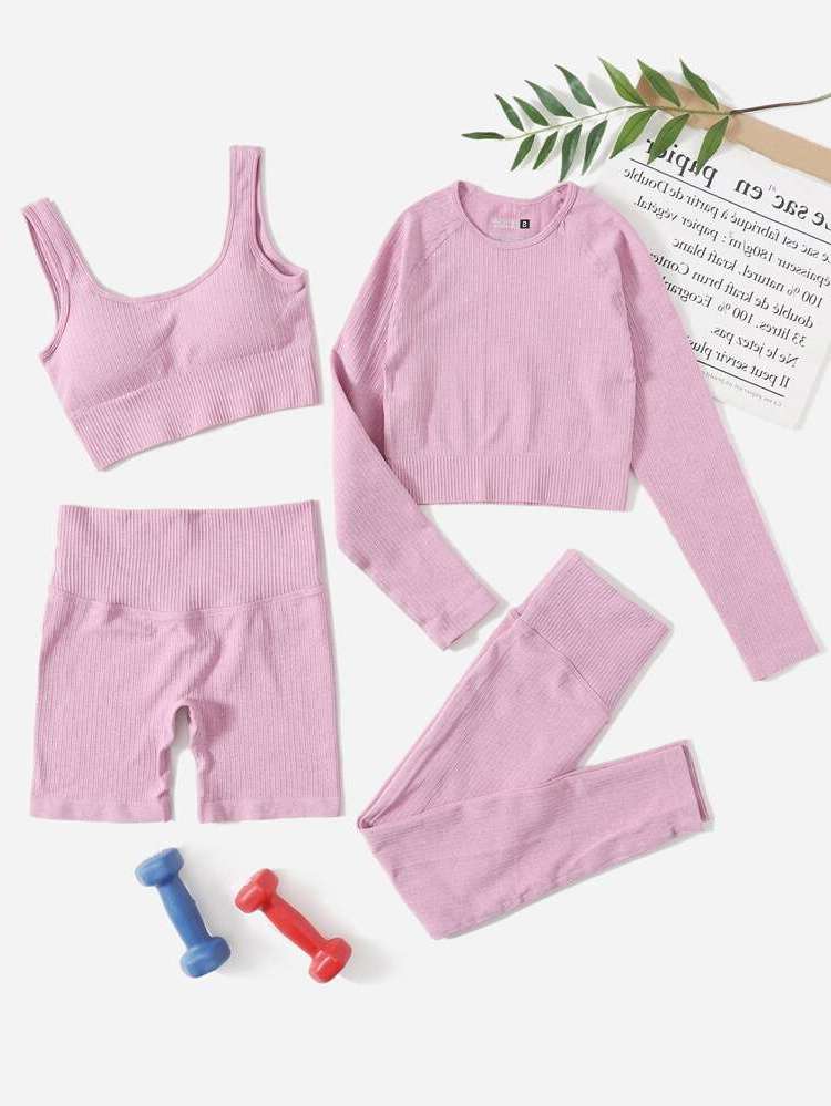 Baby Pink Rib-Knit Sports 1417