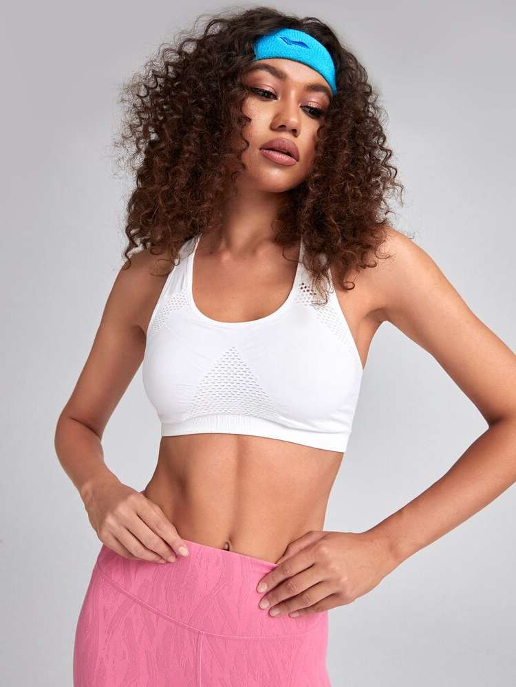 Scoop Neck Plain Baby Pink Women Activewear 9048