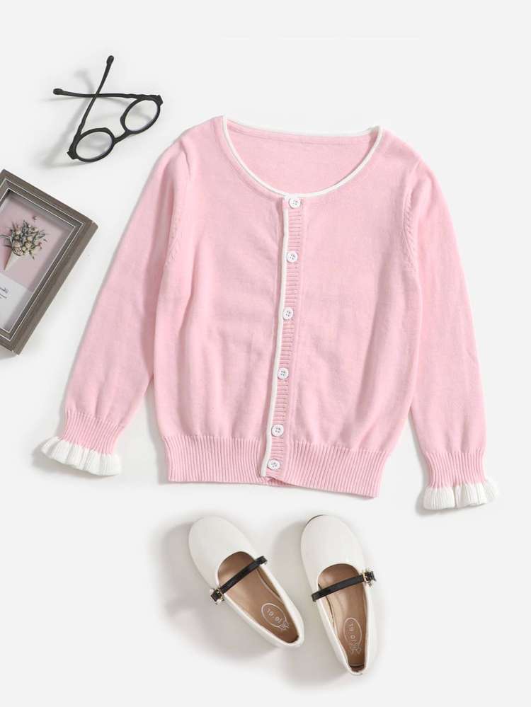  Regular Fit Baby Pink Casual Toddler Girl Cardigans 435