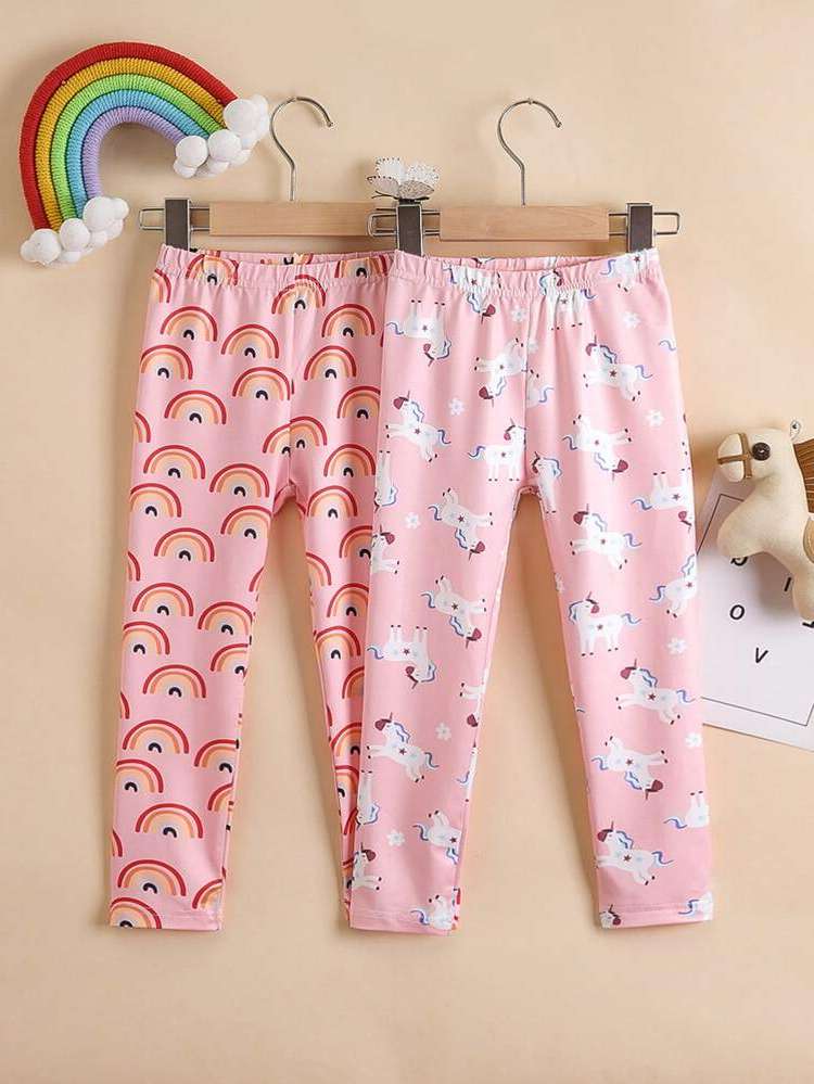 Casual  Baby Pink Toddler Girl Leggings 5506