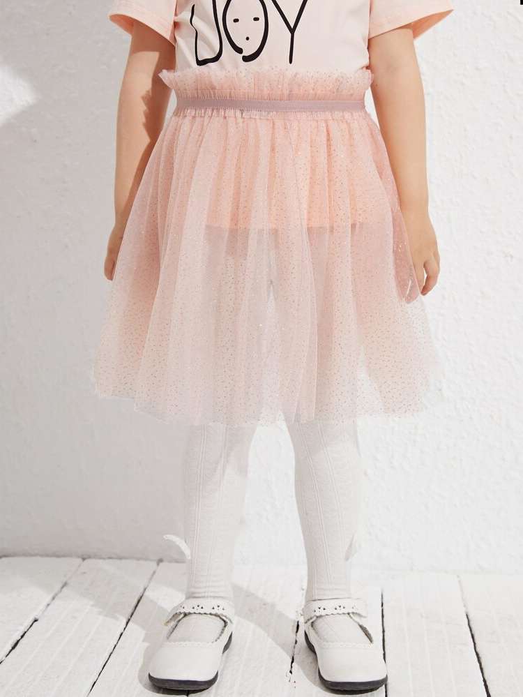  Baby Pink All Over Print Short Toddler Girl Skirts 9660