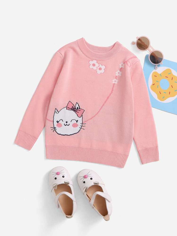  Casual Baby Pink Round Neck Toddler Girls Clothing 72