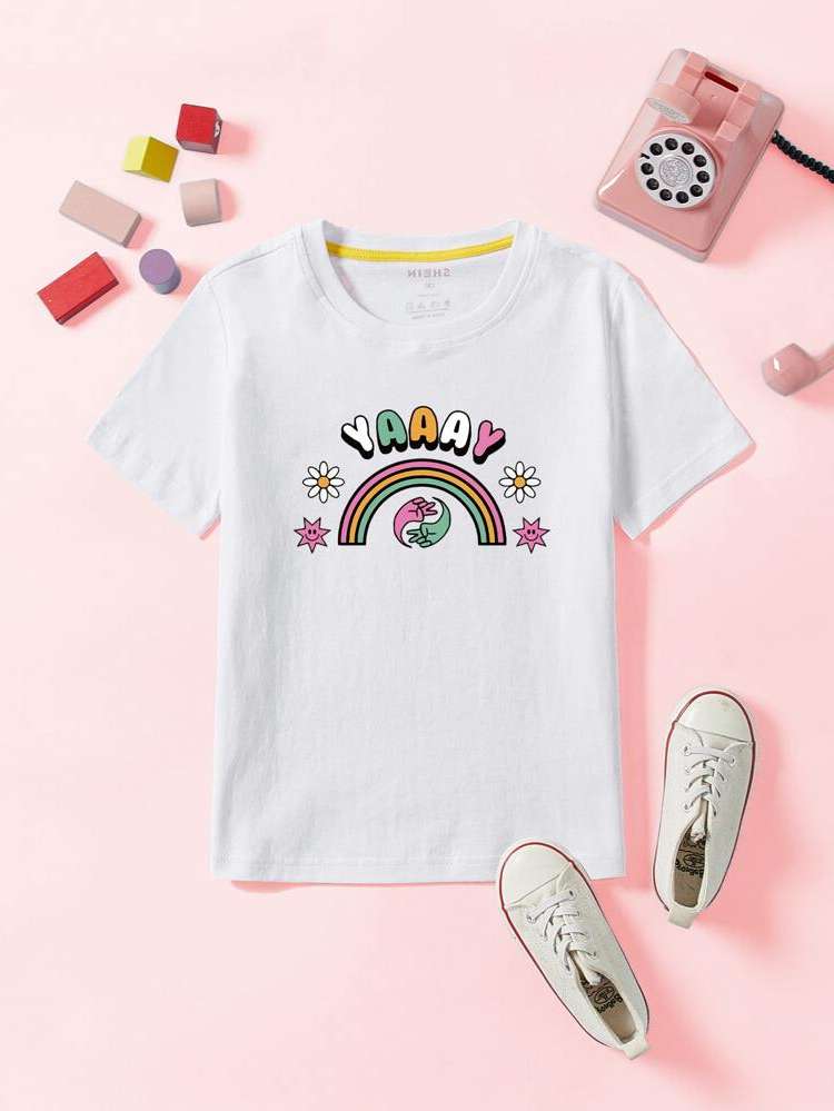 Baby Pink Casual Round Neck Regular Fit Toddler Girl T-Shirts 3175