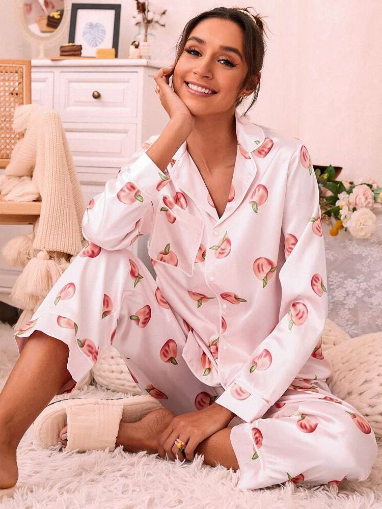  Baby Pink Fruit&Vegetable Women Sleep  Lounge 643