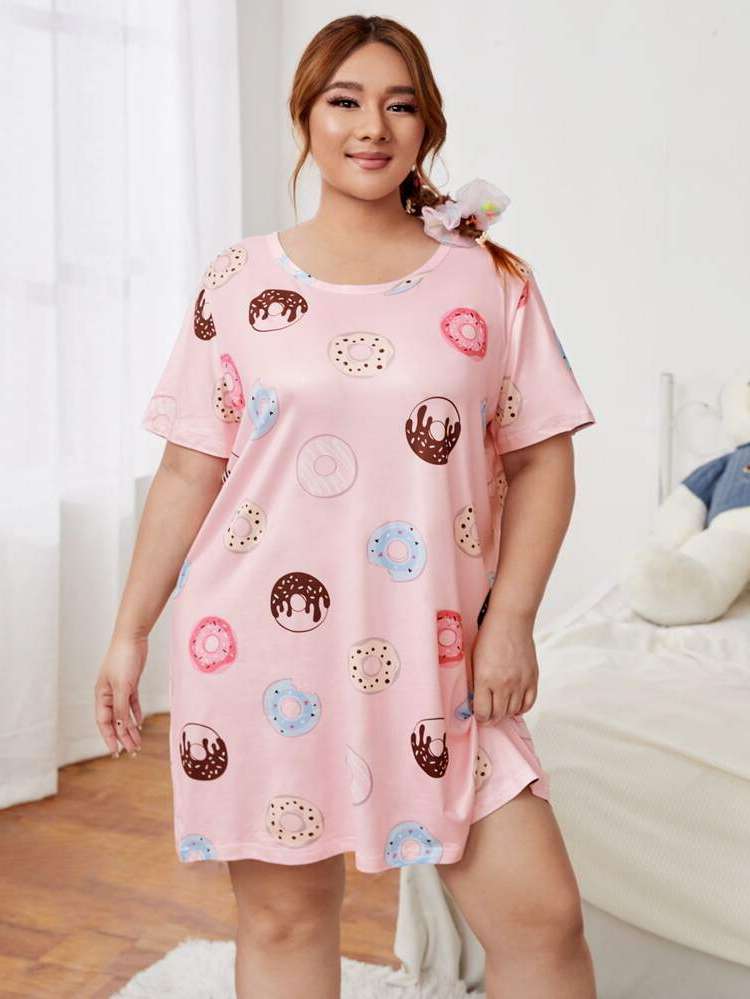 Cute Short Sleeve Plus Size Nightgowns  Sleepshirts 5720