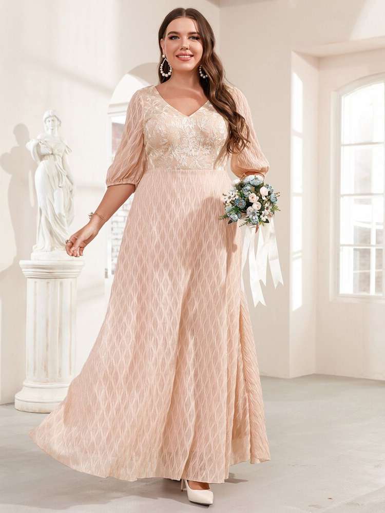 Baby Pink Half Sleeve Maxi Weddings  Events 8734