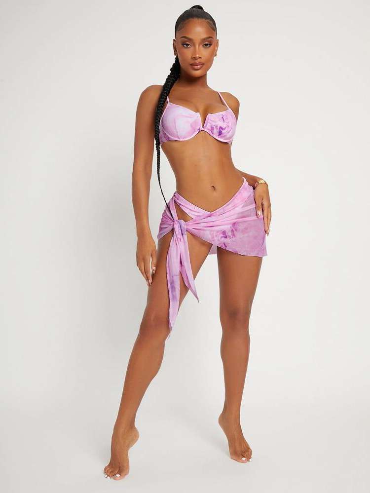 Baby Pink  All Over Print Women Beachwear 3590