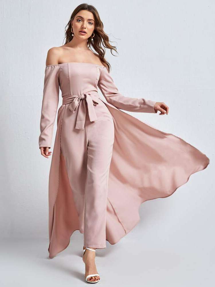 Glamorous Long Baby Pink Regular Fit Women Clothing 650