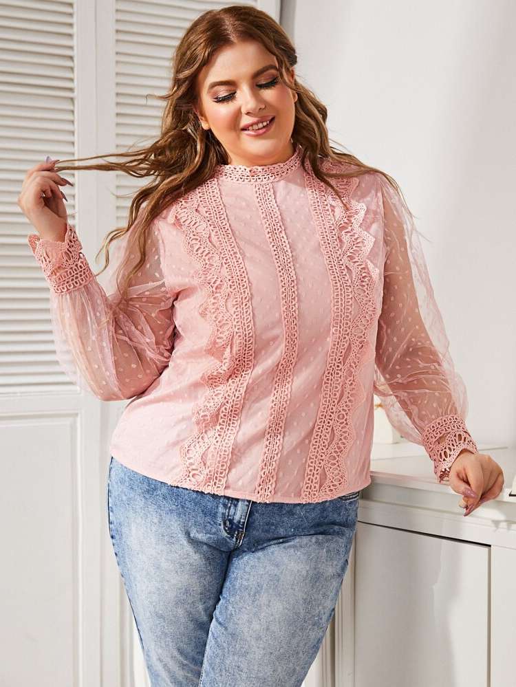  Regular Fit Long Sleeve Regular Plus Size Blouses 6882