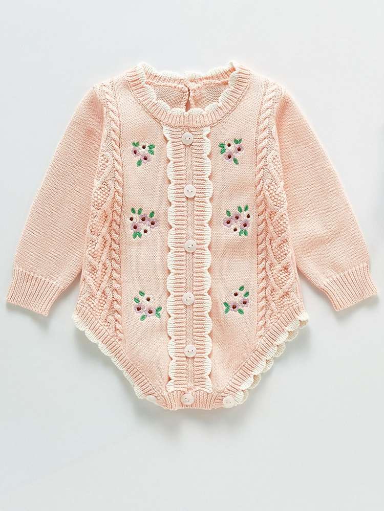 Button Round Neck Cute Baby Knitwear 2932