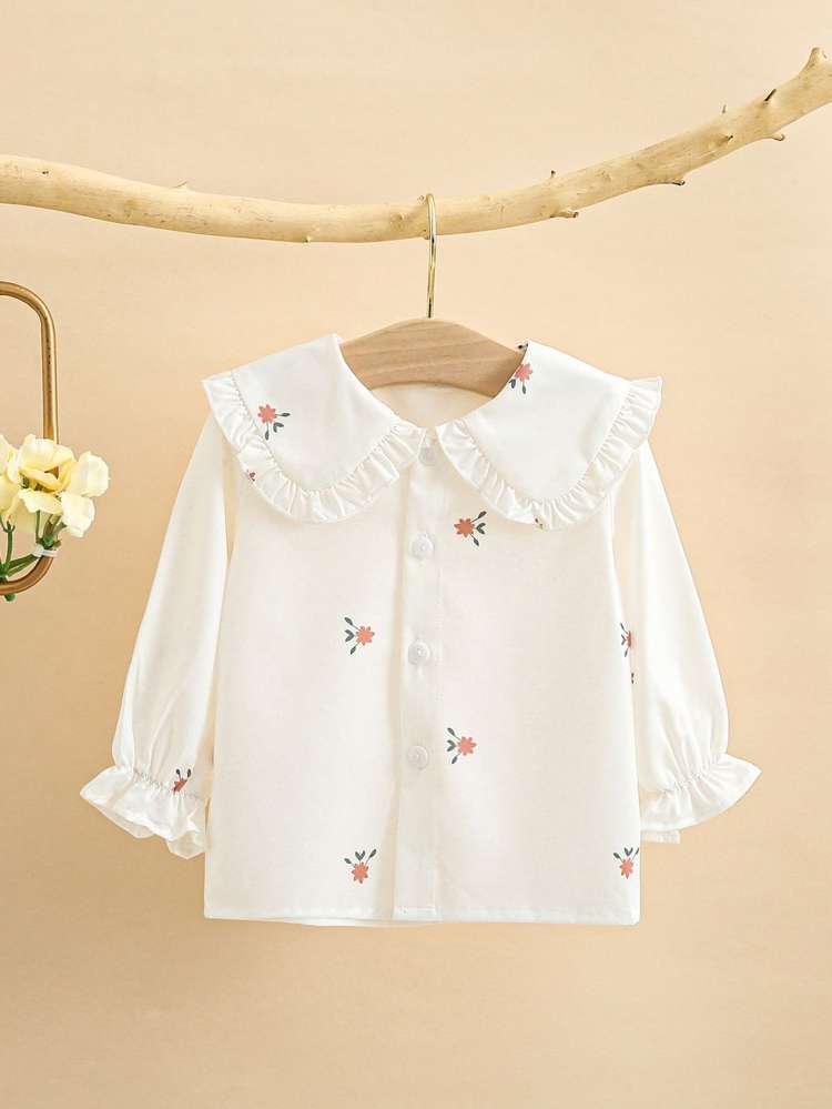 Beige Long Sleeve Ruffle Baby Clothing 3469