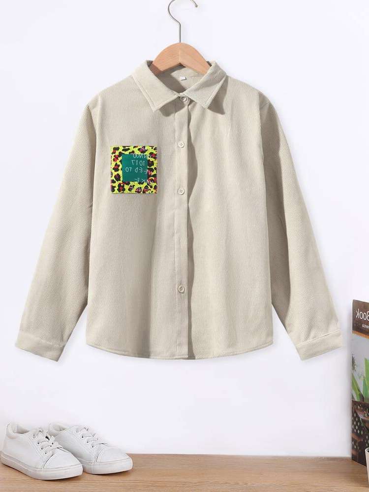 Casual Button Front Long Sleeve Collar Kids Clothing 8790