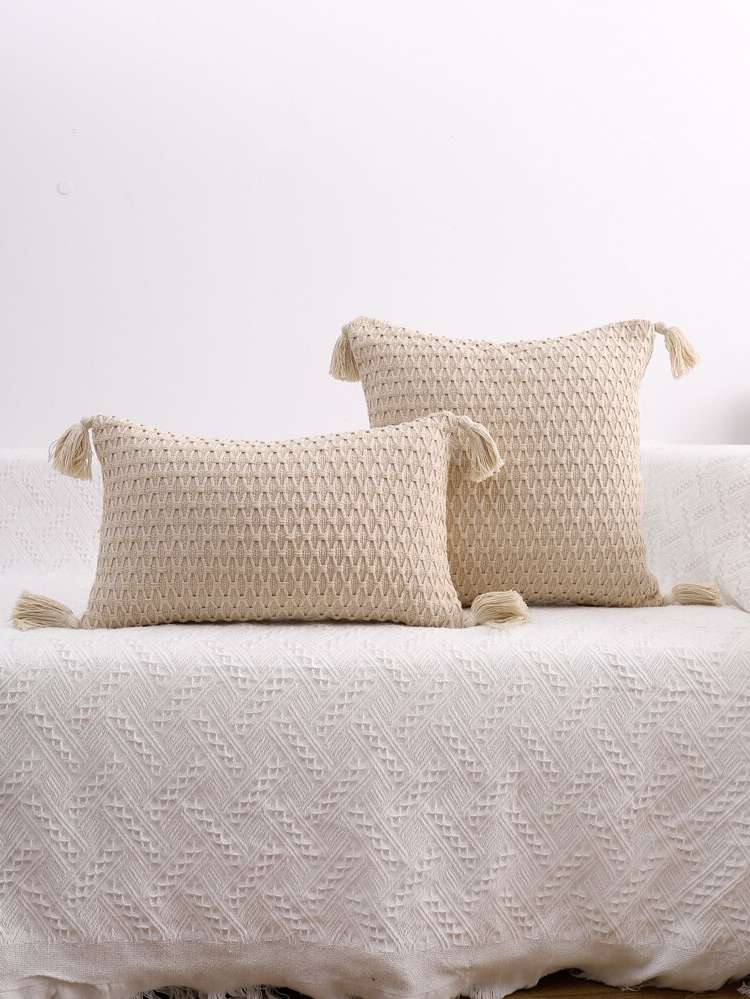  Beige Plain Decorative Pillows 2639