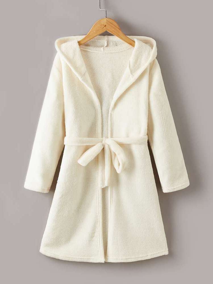 Hooded Casual Beige Girls Coats 8297