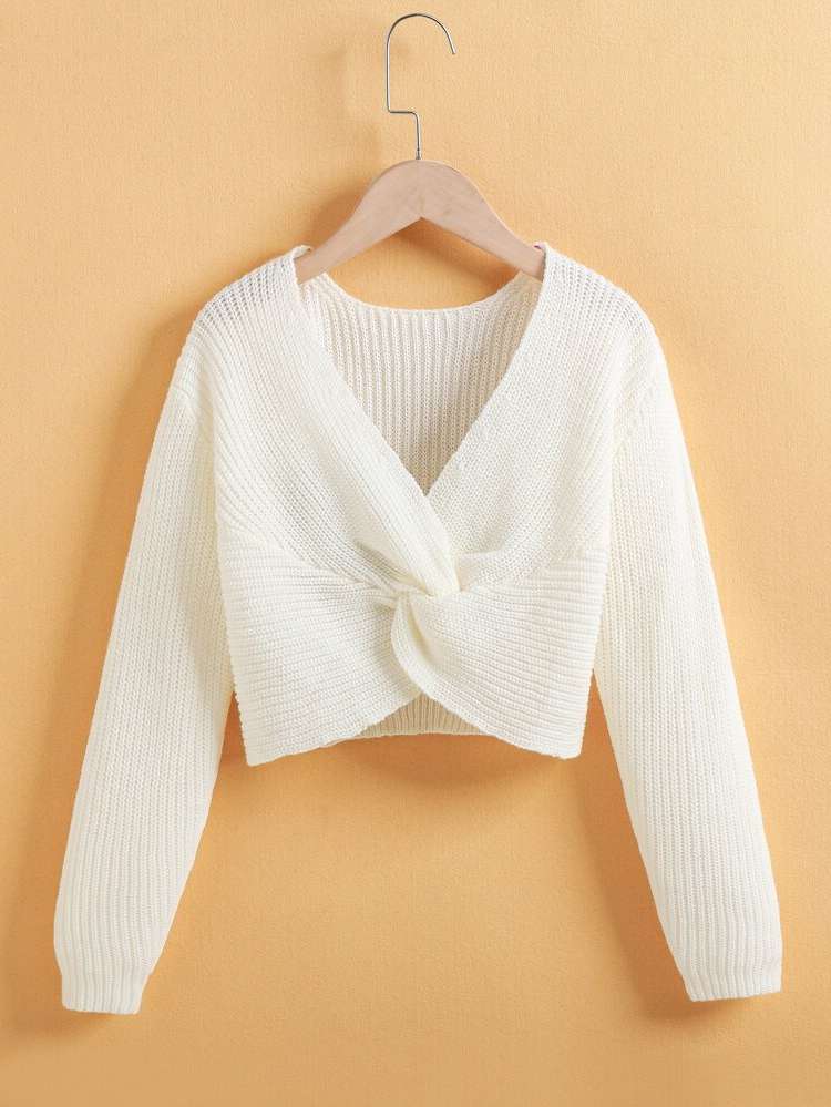  Crop Long Sleeve Casual Girls Knitwear 5952