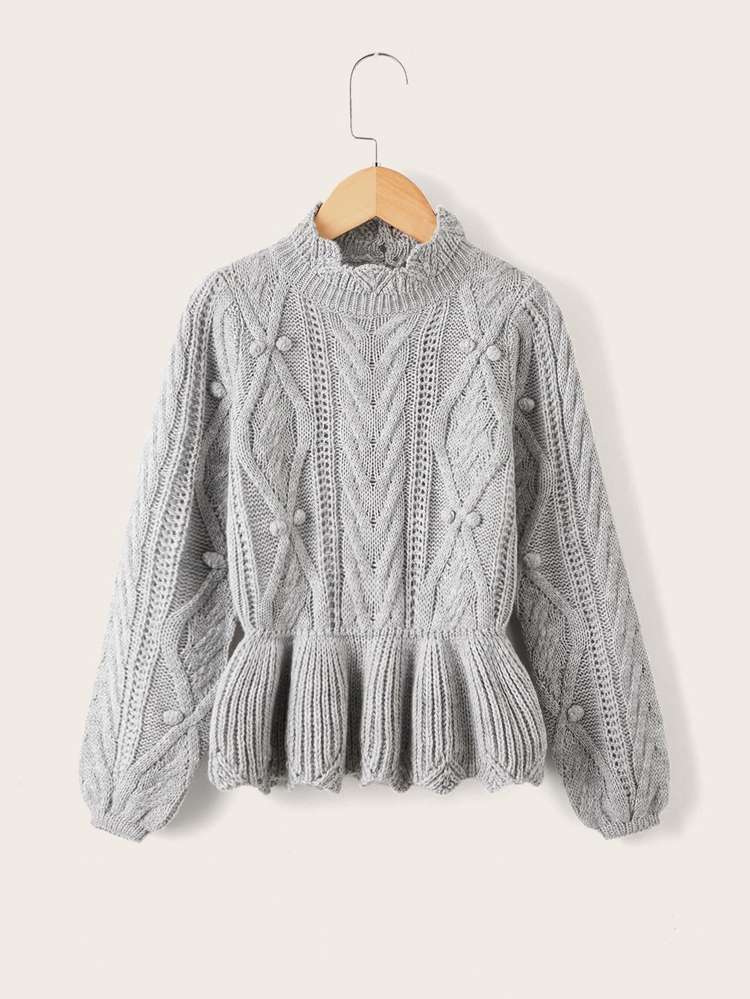  High Neck Regular Long Sleeve Girls Knitwear 244