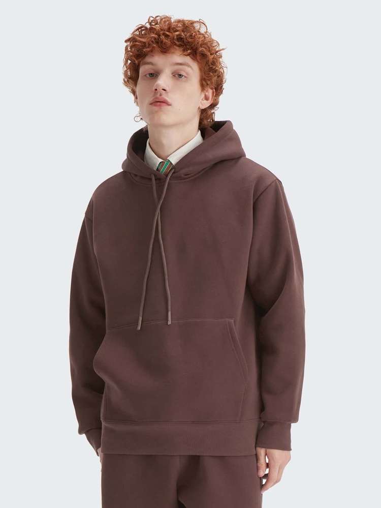 Hooded Beige Plain Regular Fit Men Hoodies  Sweatshirts 877