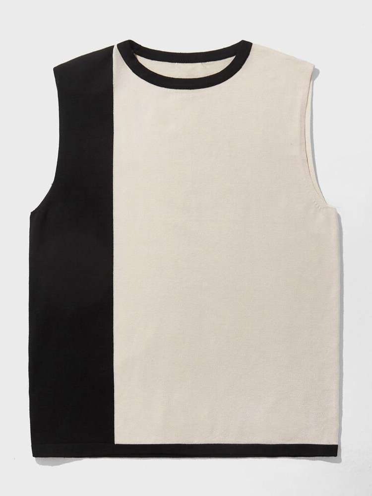 Sleeveless Round Neck Regular Men Knitwear 9688