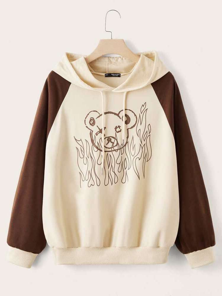 Preppy Long Sleeve Cartoon Plus Size Sweatshirts 6940