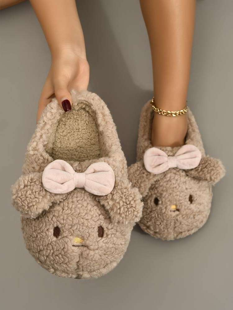 Beige Cartoon Preppy Women Slippers 7410